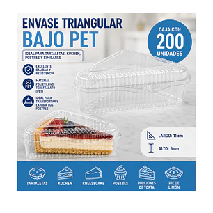 Envase Triangular Bajo para Tartaletas y Kuchen (Caja 200 Unidades)