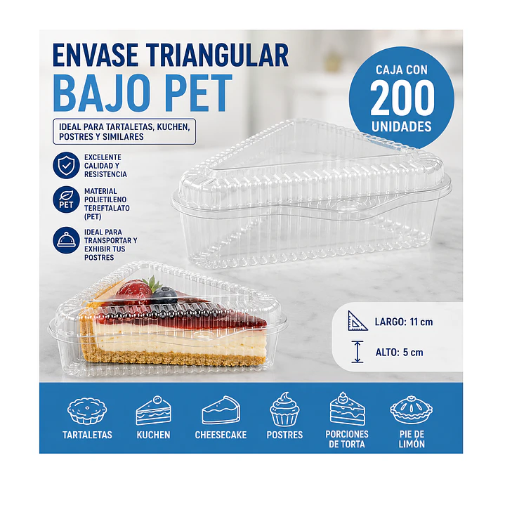Envase Triangular Bajo para Tartaletas y Kuchen (Caja 200 Unidades) 1