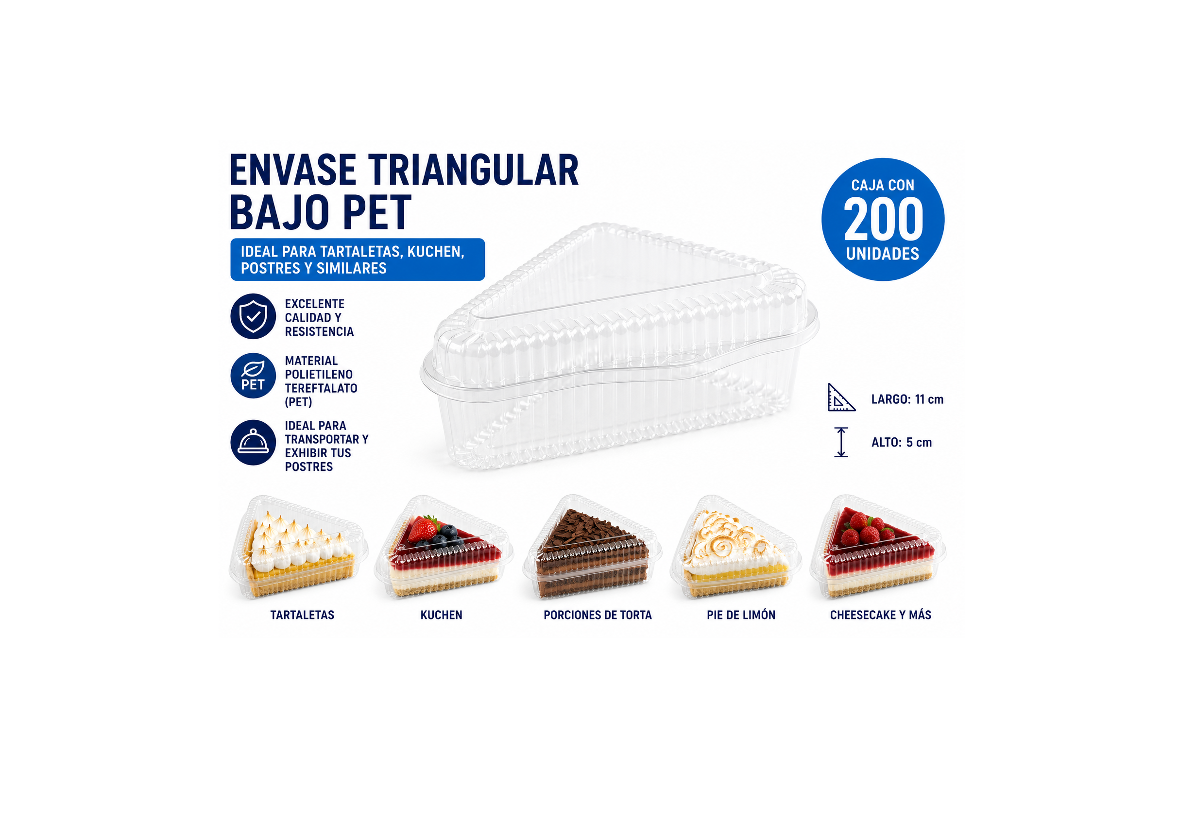 Envase Triangular Bajo para Tartaletas y Kuchen (Caja 200 Unidades) 2