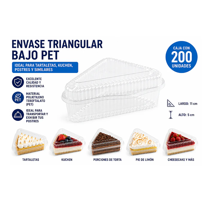 Envase Triangular Bajo para Tartaletas y Kuchen (Caja 200 Unidades) 2