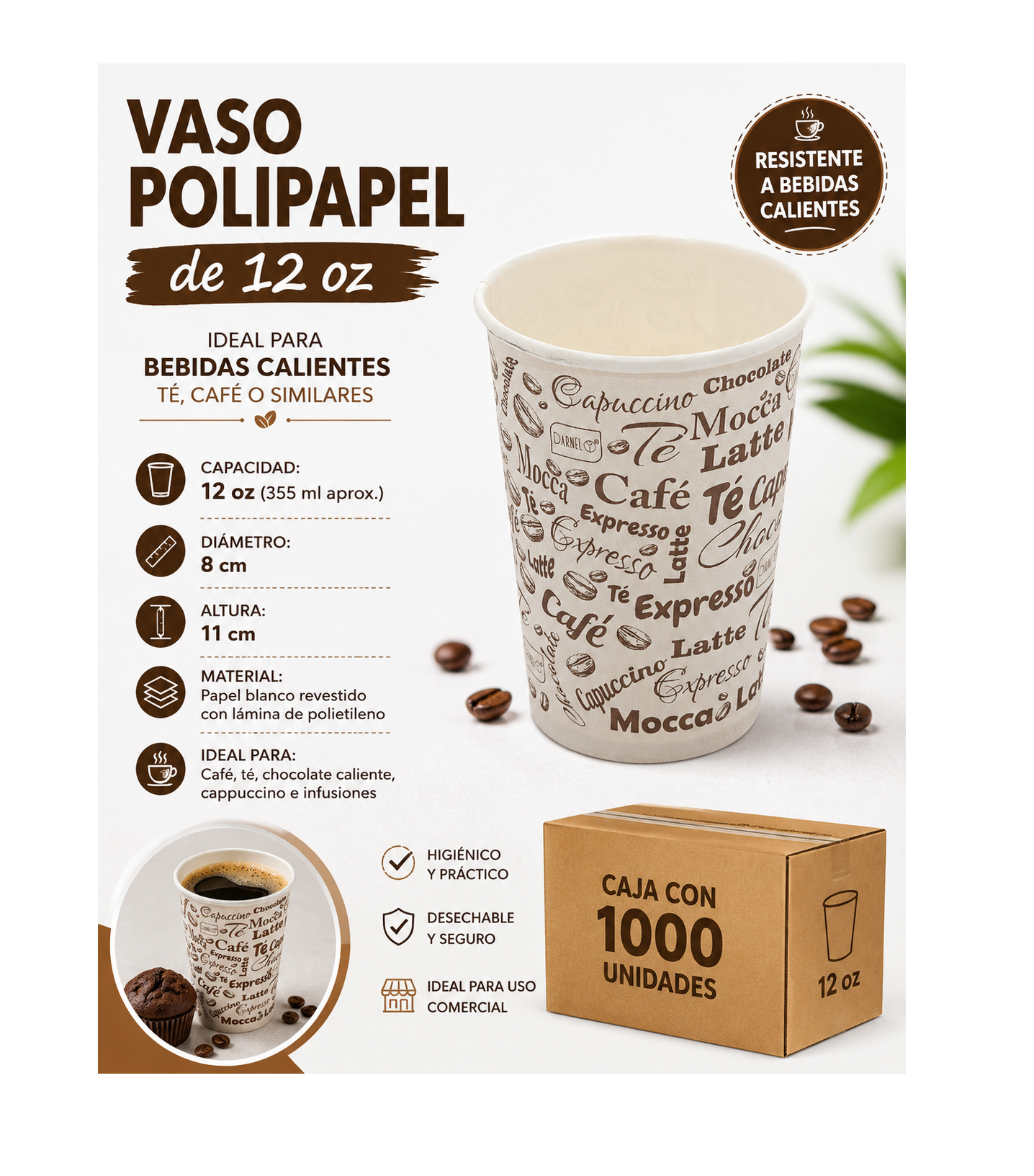 Vaso polipapel 12 oz (caja 1.000 Unidades) 1