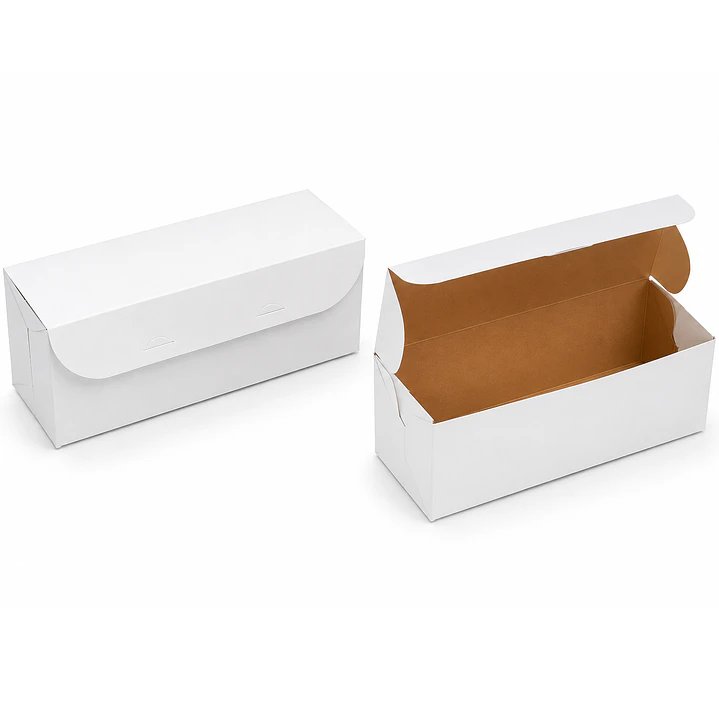 Caja Blanca Plegable 20 x 7.5 x 8 cm para Delivery, Regalos y Alimentos (100 Unidades) 3
