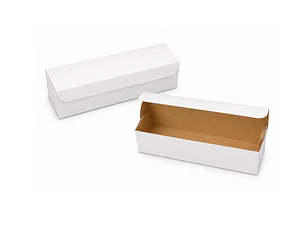 Caja Blanca Plegable 27 x 7.5 x 8 cm para Delivery, Regalos y Alimentos (100 Unidades)