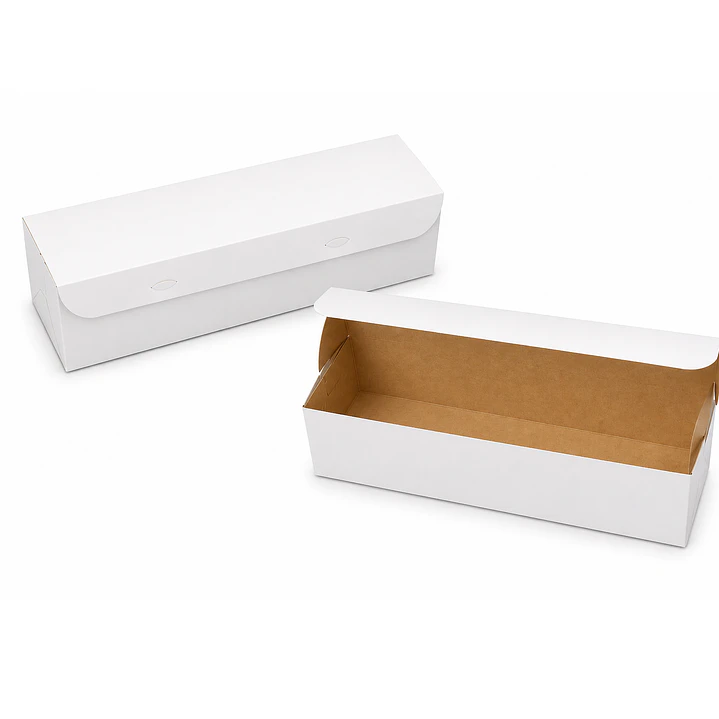 Caja Blanca Plegable 27 x 7.5 x 8 cm para Delivery, Regalos y Alimentos (100 Unidades) 1