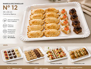 Bandeja Rectangular N° 12  34x26 Cm (50 Unidades)