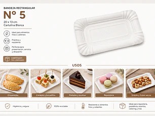 Bandeja Rectangular N° 5  20x13 Cm (100 Unidades)