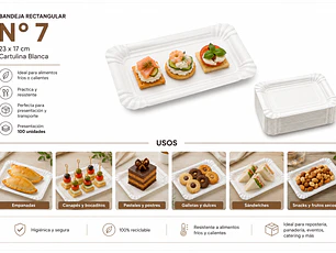 Bandeja Rectangular N° 7  23x17 Cm (100 Unidades)