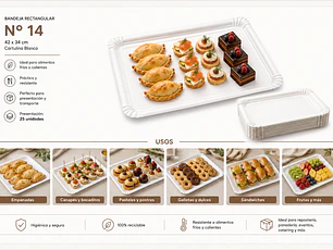 Bandeja Rectangular N° 14  42x34 Cm (25 Unidades)