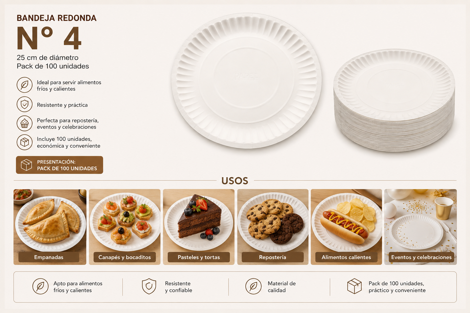 Bandeja Redonda N° 4  25 Cm (100 Unidades) 3