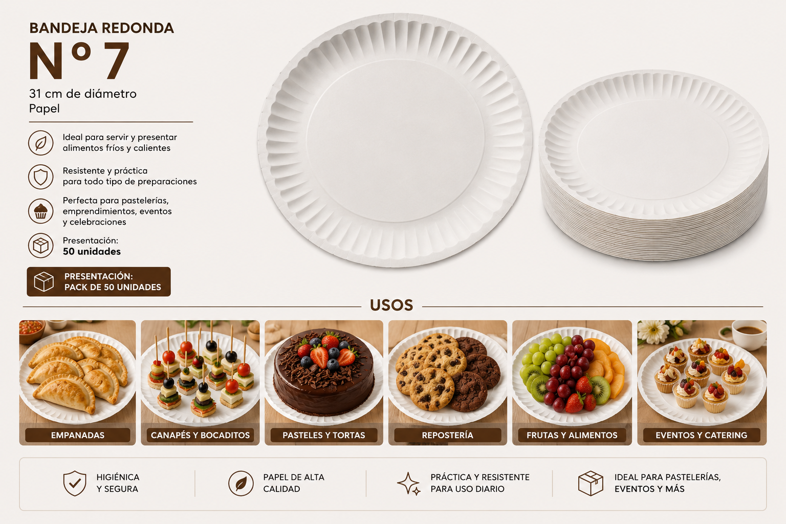 Bandeja Redonda N° 7  31 Cm (50 Unidades) 2