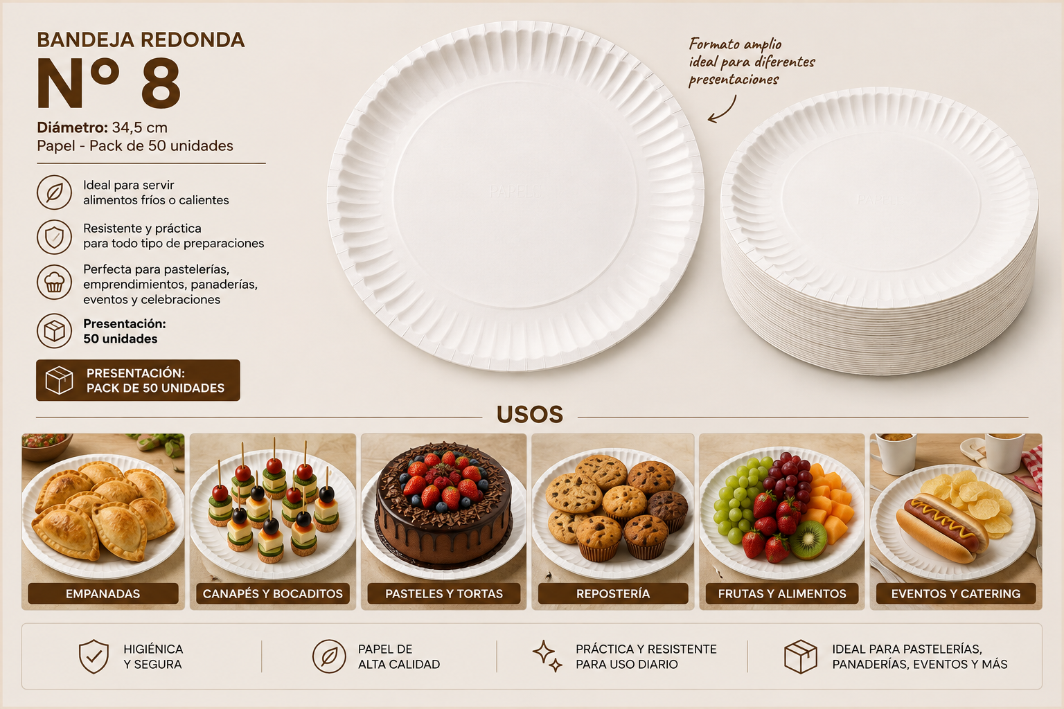 Bandeja Redonda N° 8  34.5 Cm (50 Unidades) 2