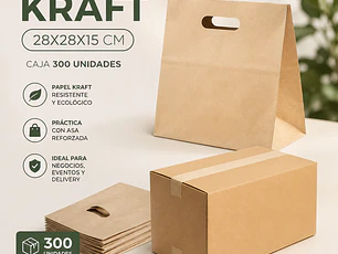 Bolsa Papel Kraft 28x28x15 Cm (caja 300 Unidades) 