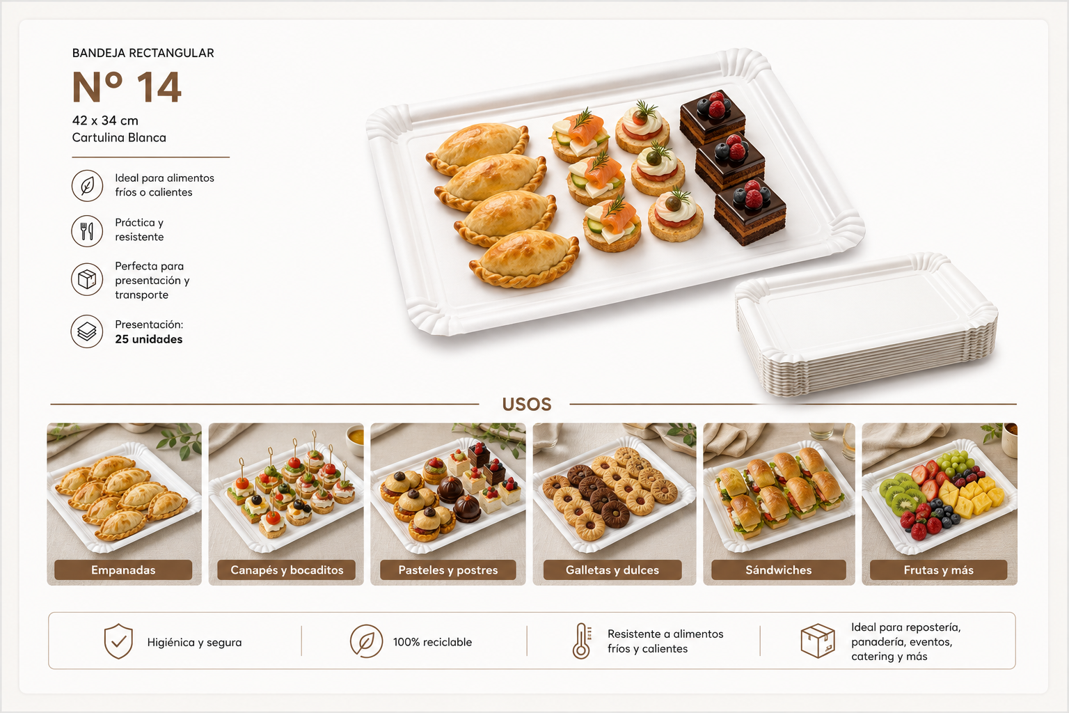 Bandeja Rectangular N° 14  42x34 Cm (25 Unidades) 2