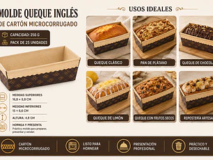Molde Queque Inglés 250 Gramos (25 Unidades)