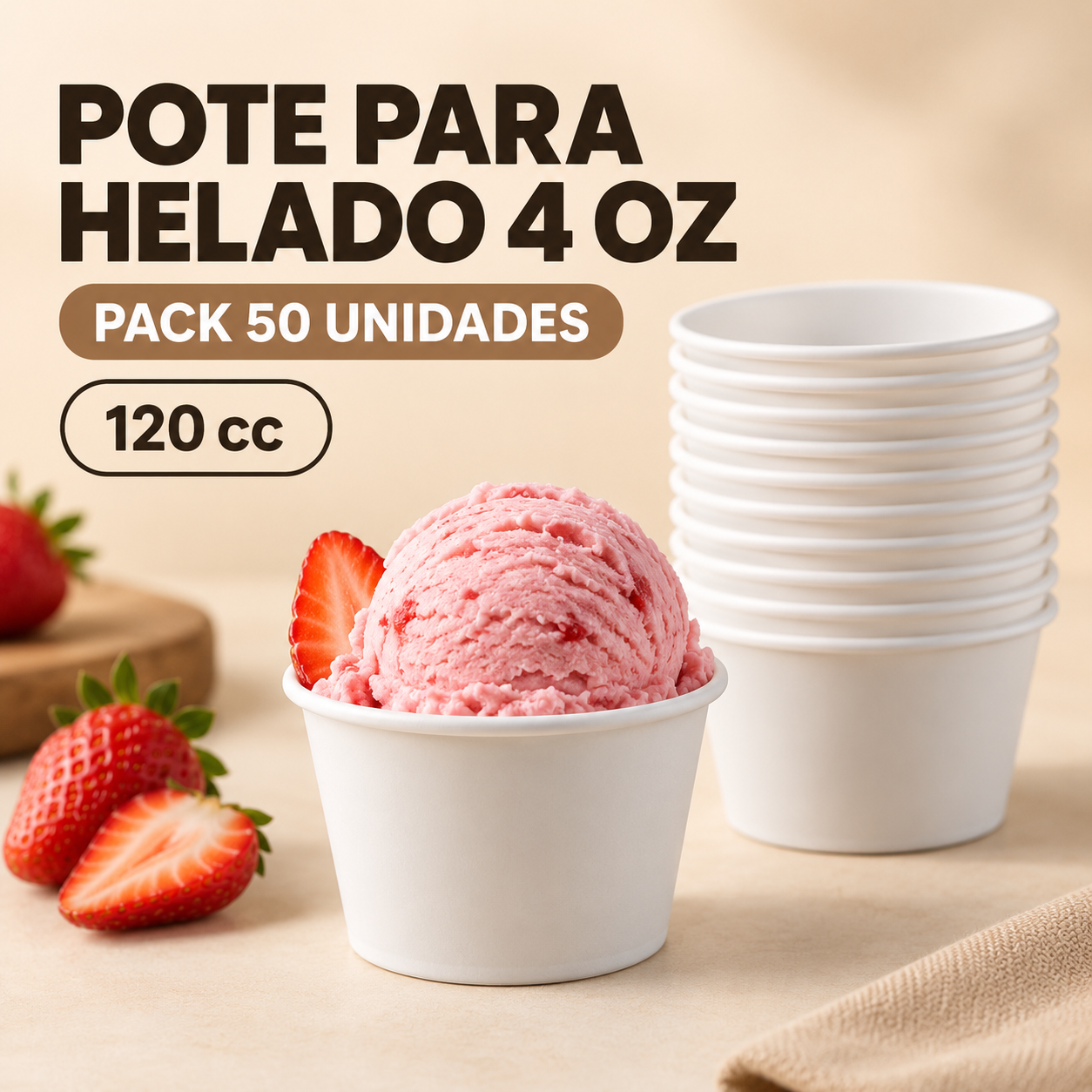 Pote Helado 4 Oz Sin Tapa (50 Unidades) 1