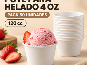 Pote Helado 4 Oz Sin Tapa (50 Unidades)