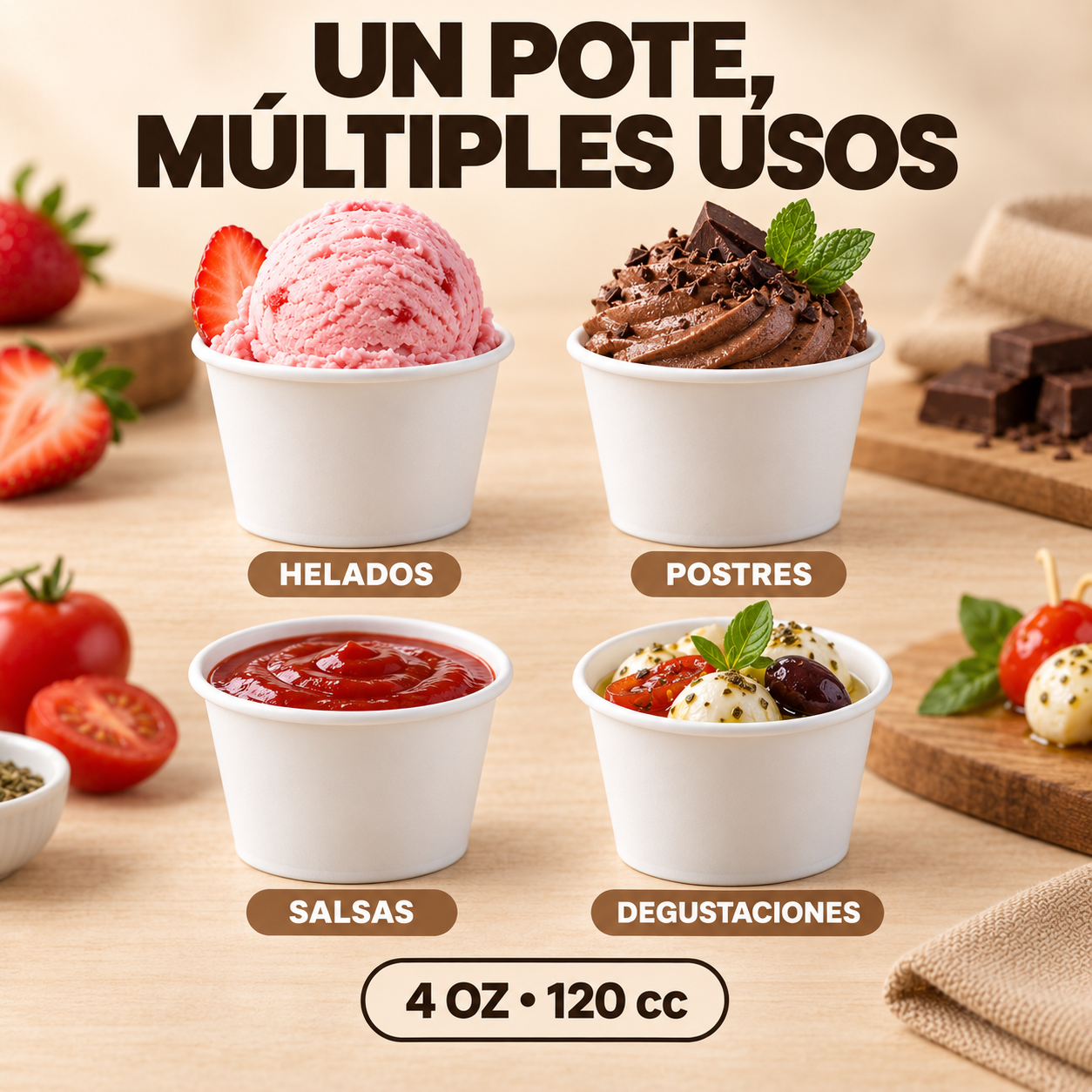 Pote Helado 4 Oz Sin Tapa (50 Unidades) 2