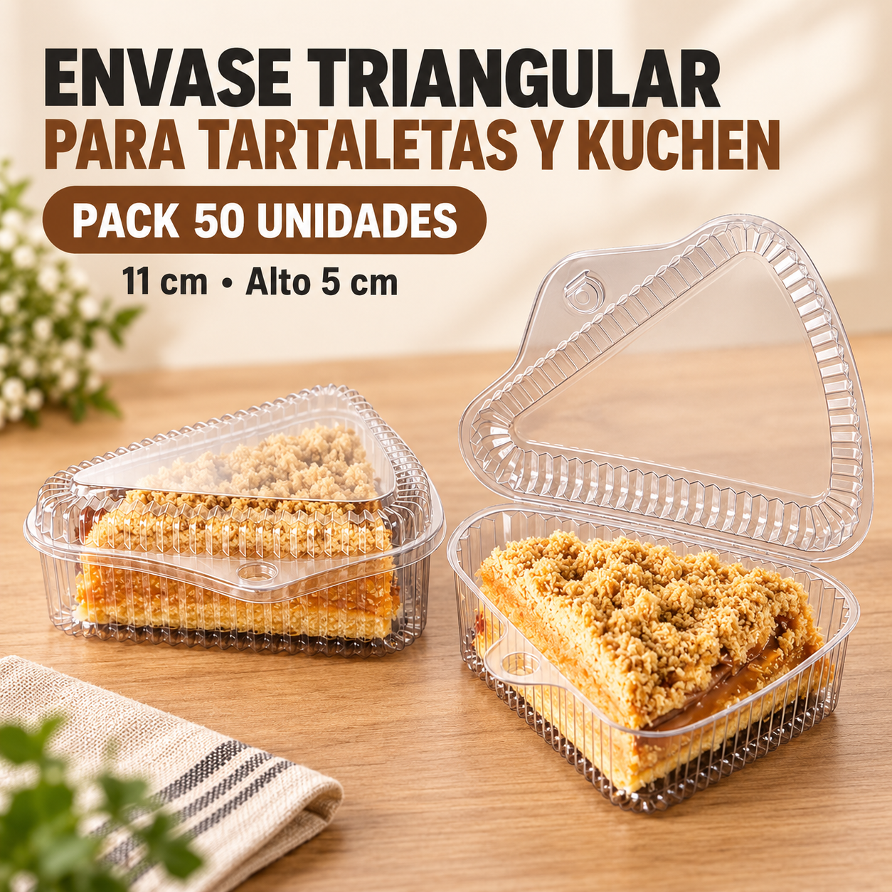 Envase Triangular Para Tartaleta - Kuchen (50 Unidades) 1