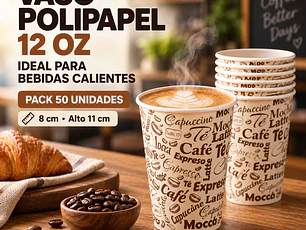 Vaso polipapel 12 Oz (50 Unidades)