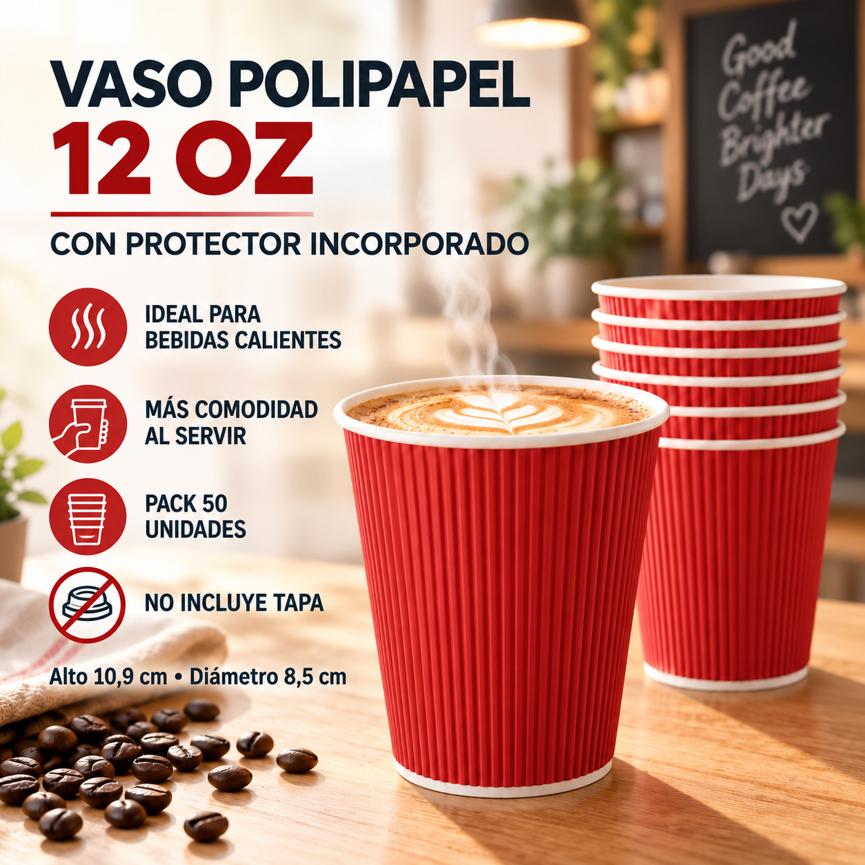 Vaso Polipapel 12 Oz Con Protector O Cubrevaso (50 Unidades) 2