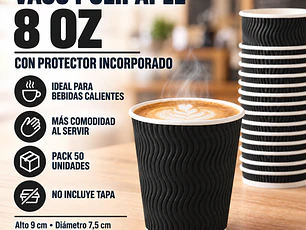 Vaso Polipapel 8 Oz Con Protector O Cubrevaso (50 Unidades)