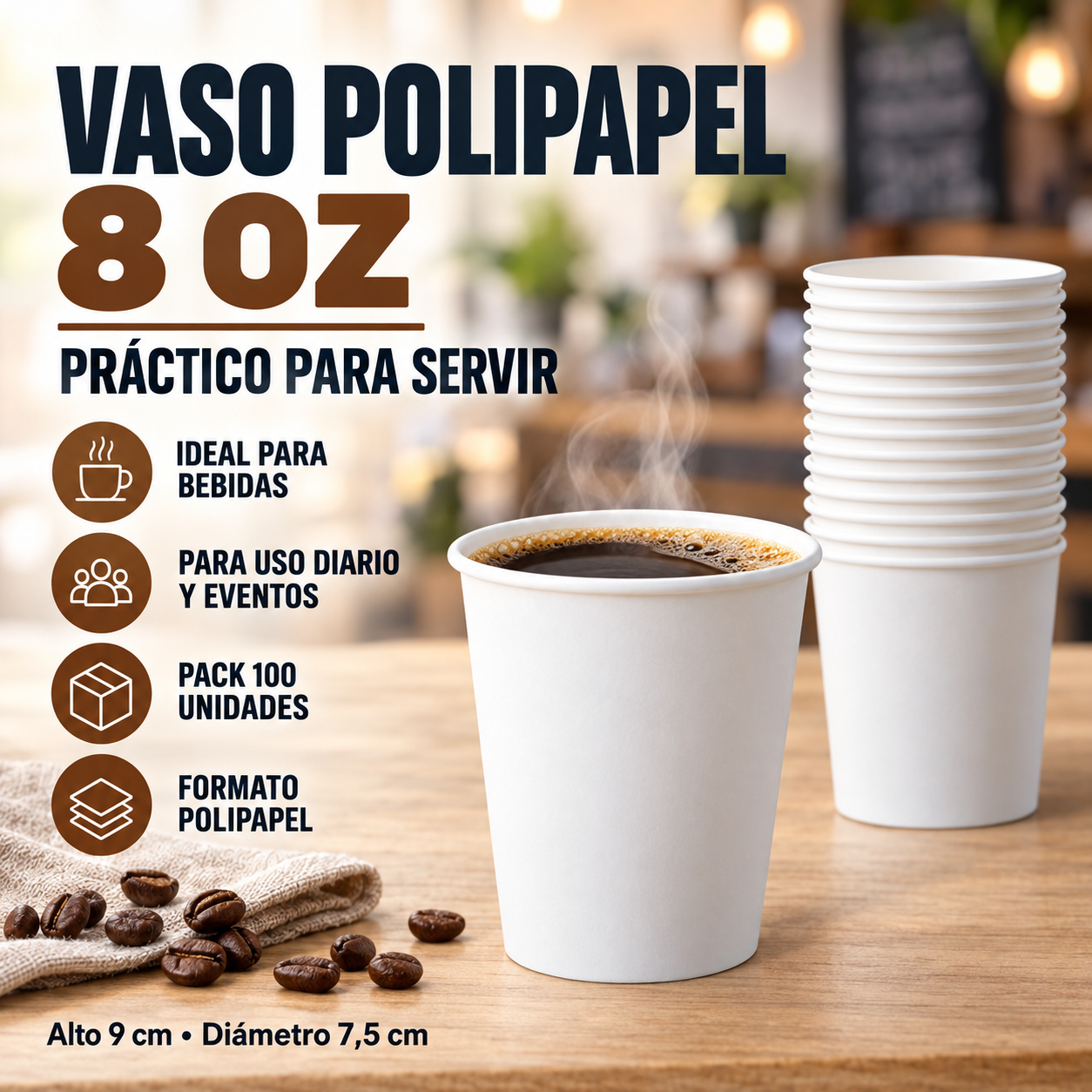 Vaso Polipapel 8 Oz (100 Unidades) 1