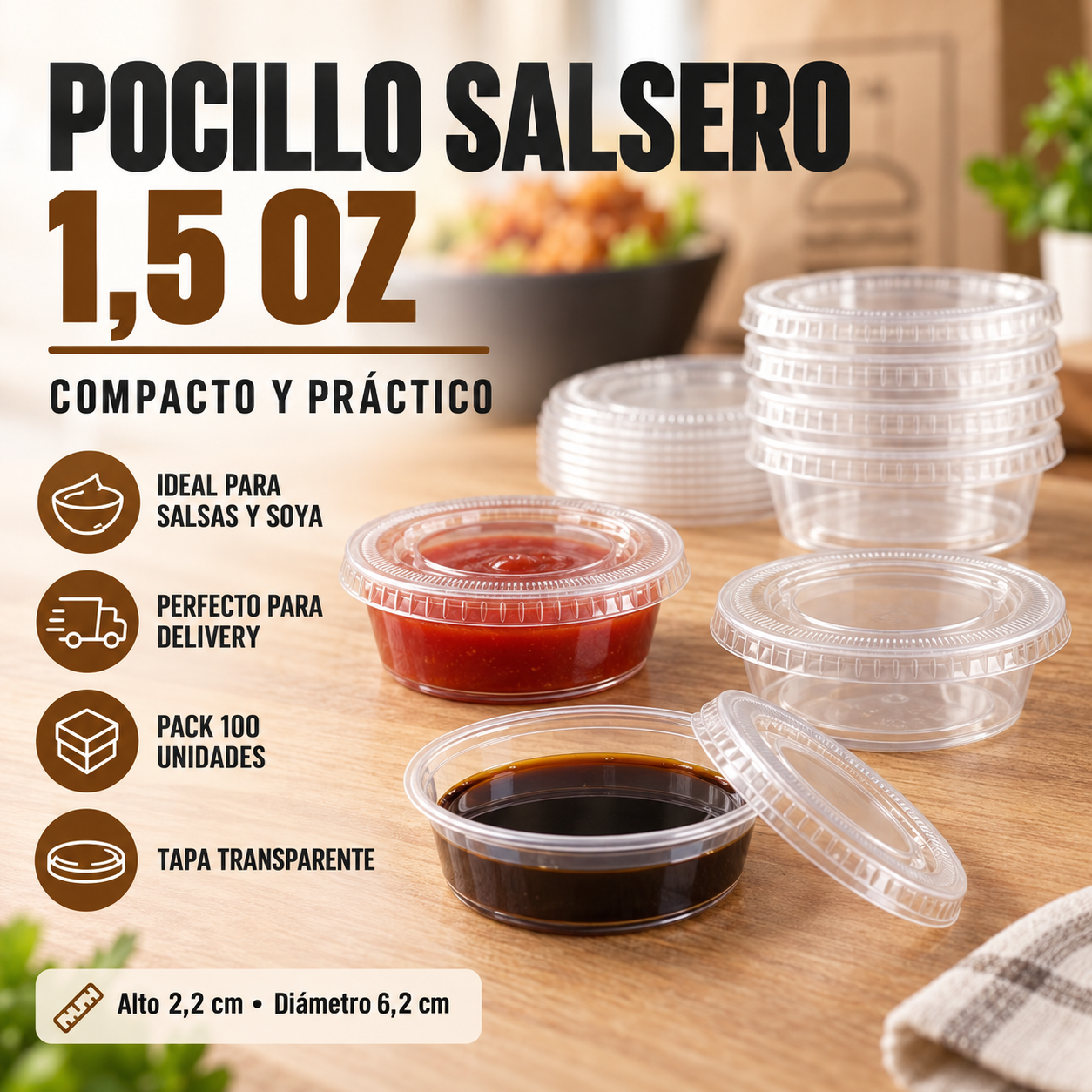 Envase Degustador 1.5 Oz / Pocillo / Salsero (100 Unidades) 1