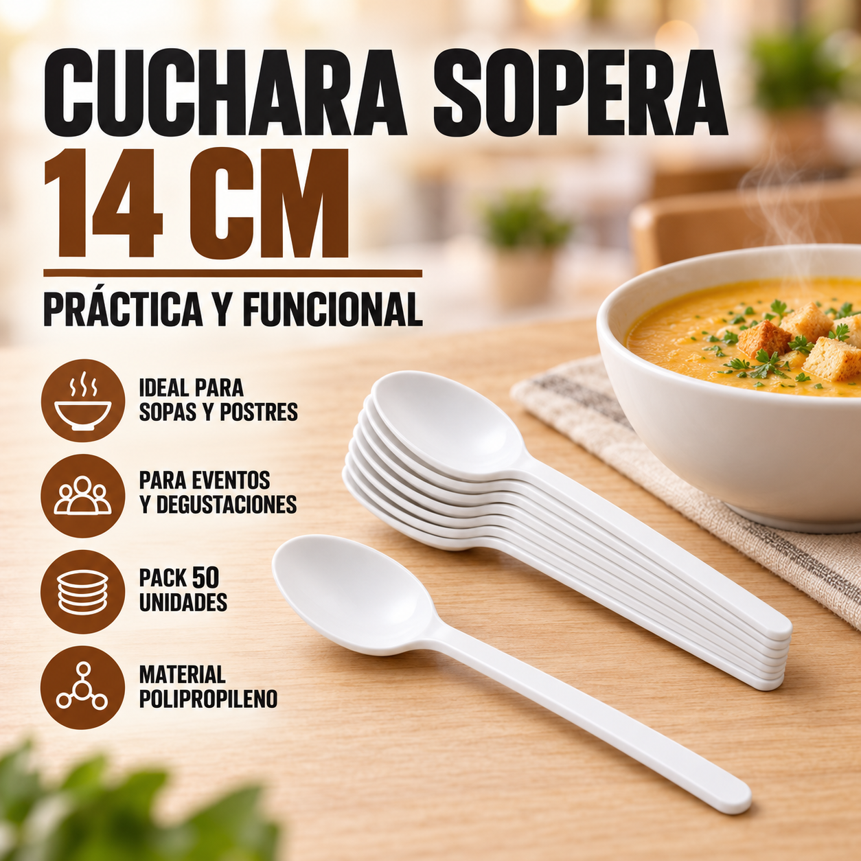Cuchara Plástica Sopera (50 Unidades)  1
