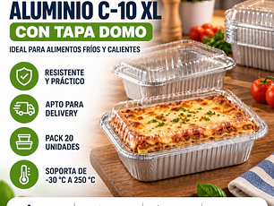 Envase De Aluminio C-10 XL C/tapa Domo (20 Unidades)