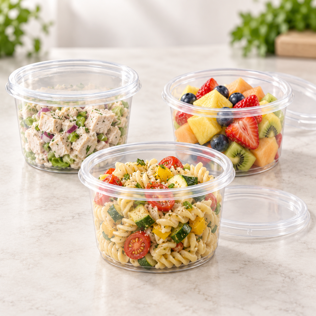Pote Plástico 16 Oz - 500 ML Con Tapa (50 Unidades) 2