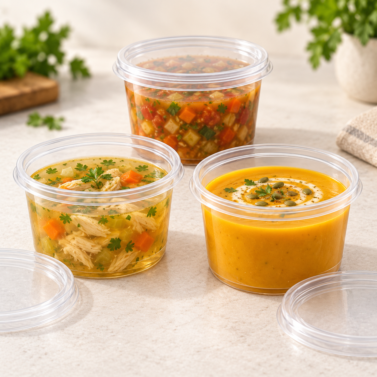 Pote Plástico 16 Oz - 500 ML Con Tapa (50 Unidades) 3
