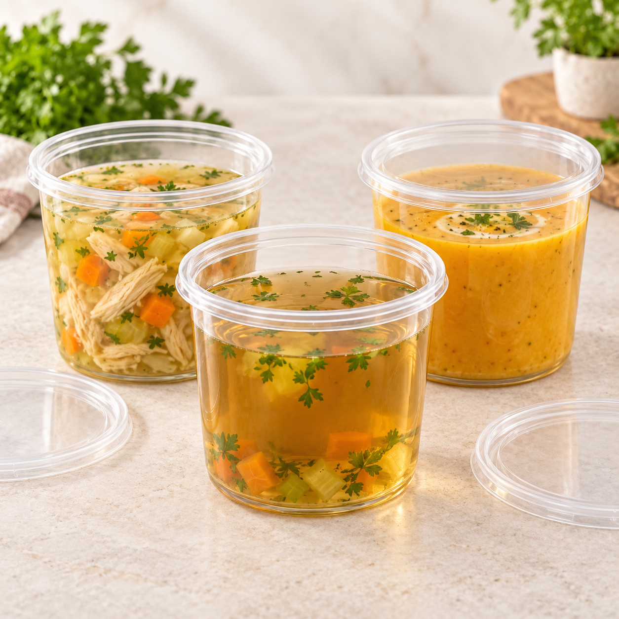 Pote Plástico 24 Oz - 750 ML Con Tapa (50 Unidades) 3