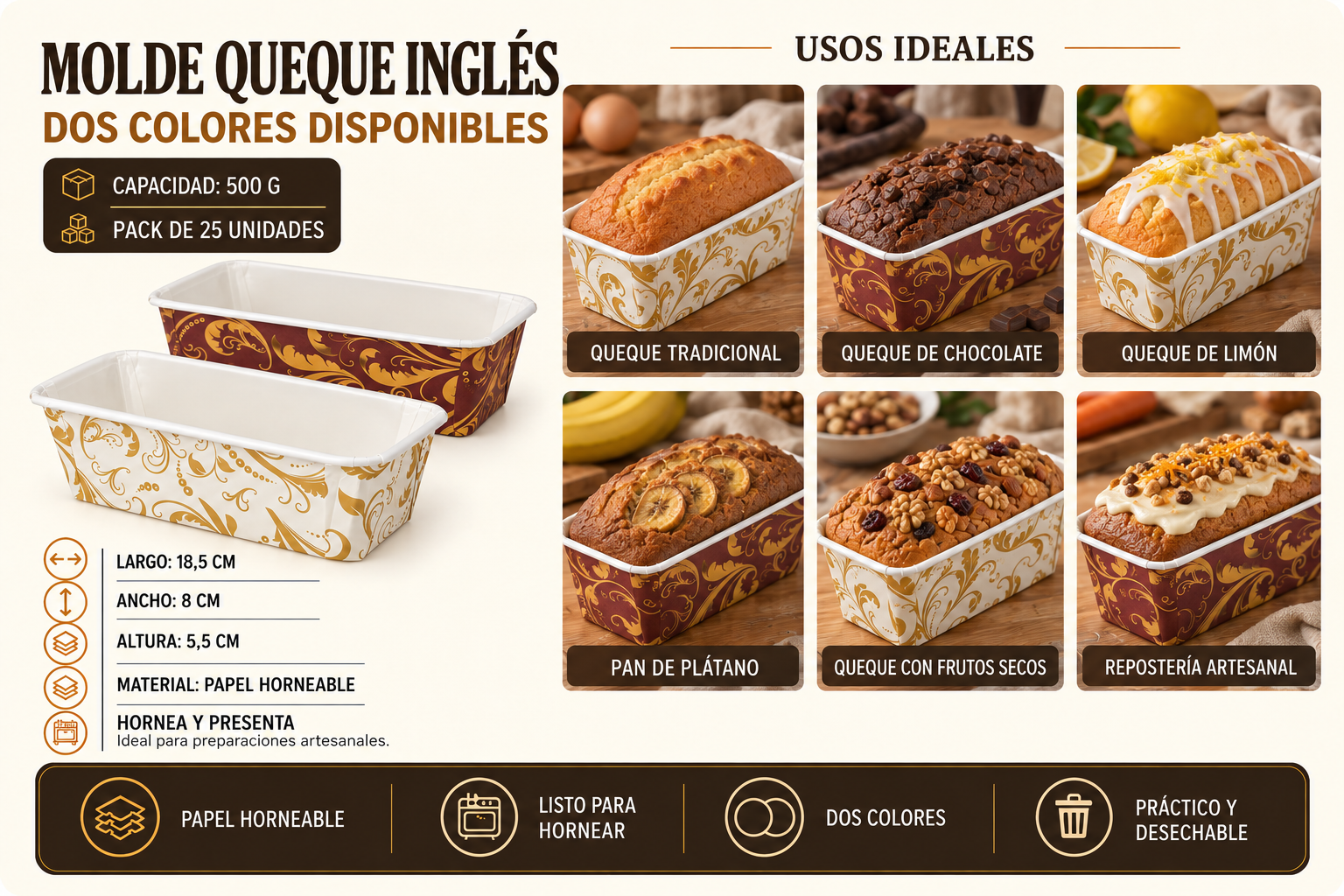 Molde Queque Inglés 500 Gramos (25 Unidades) 4