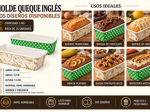 Molde Queque Inglés 1 kg - 1000 Gramos (25 Unidades)