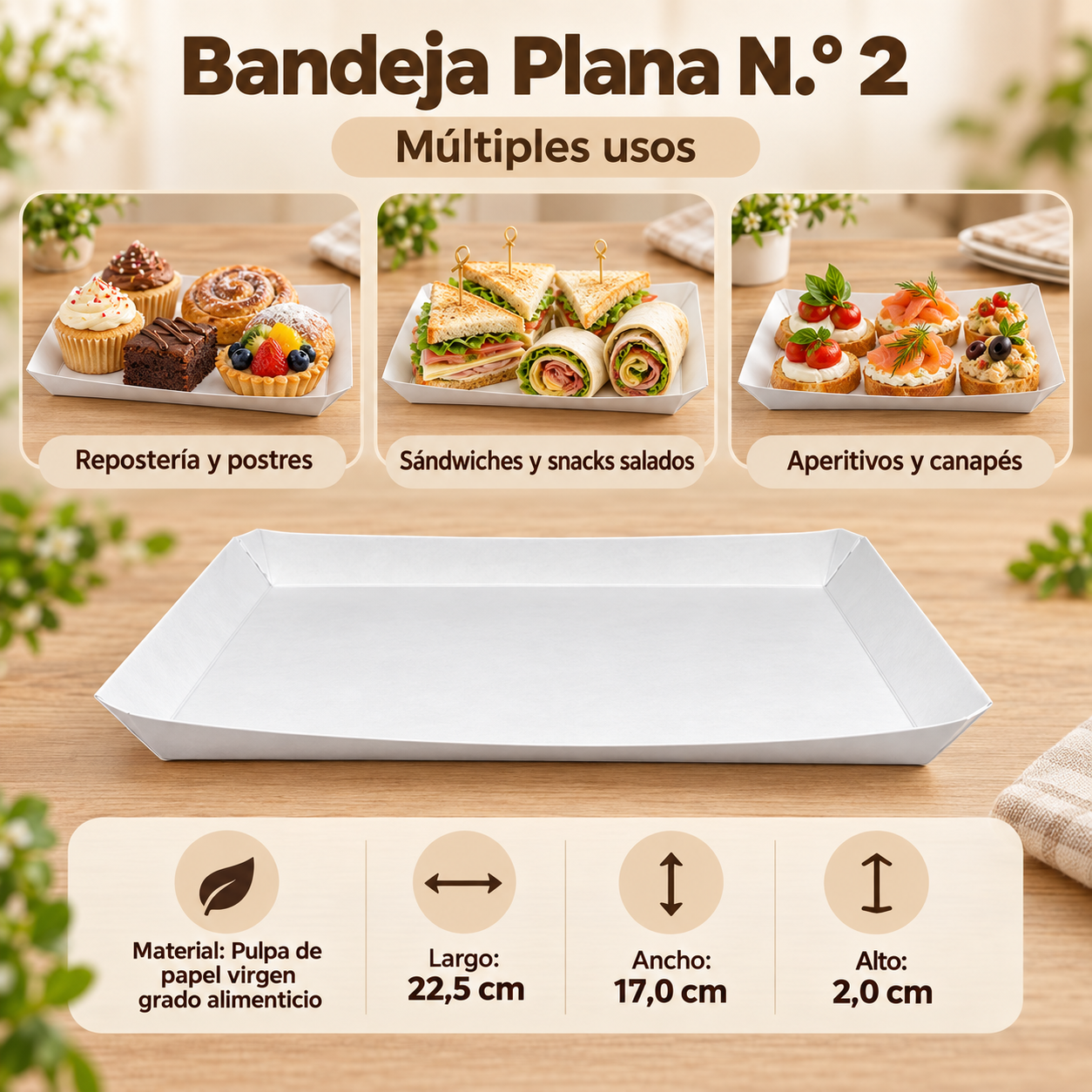 Bandeja Plana Naturals #2 (50 Unidades) 2