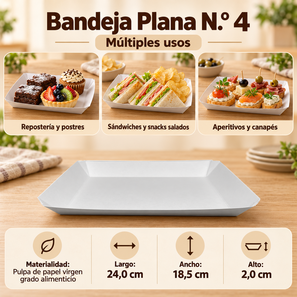 Bandeja Plana Naturals #4 (50 Unidades) 2