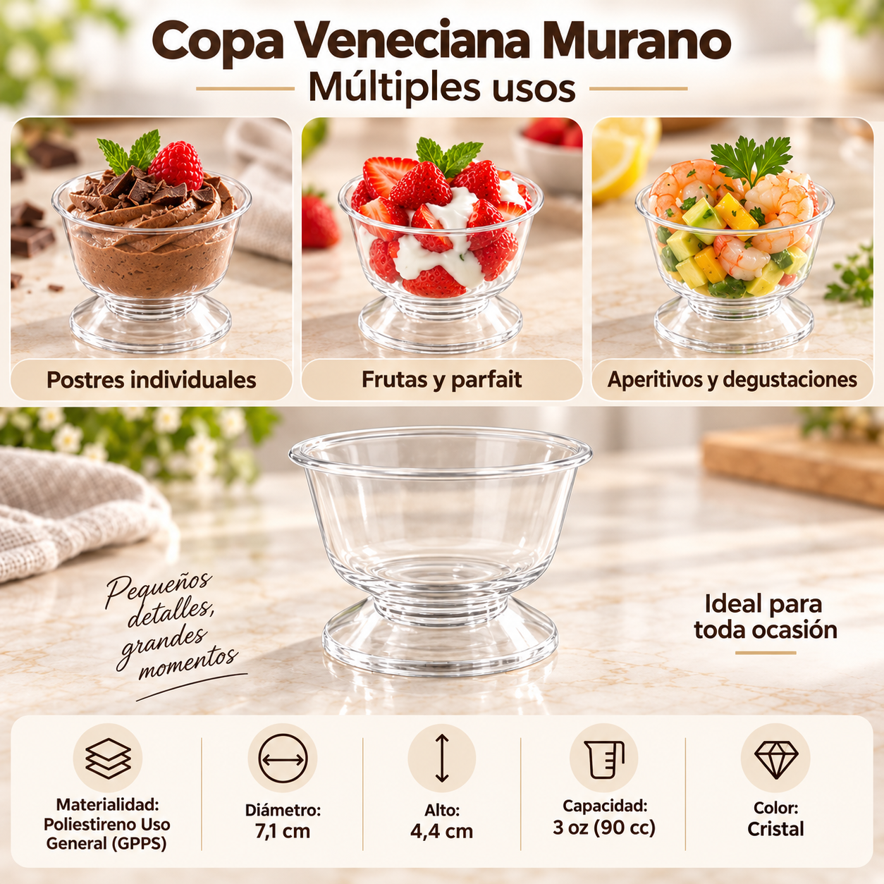 Copa Veneciana 3 Oz Con Tapa (50 Unidades) 2