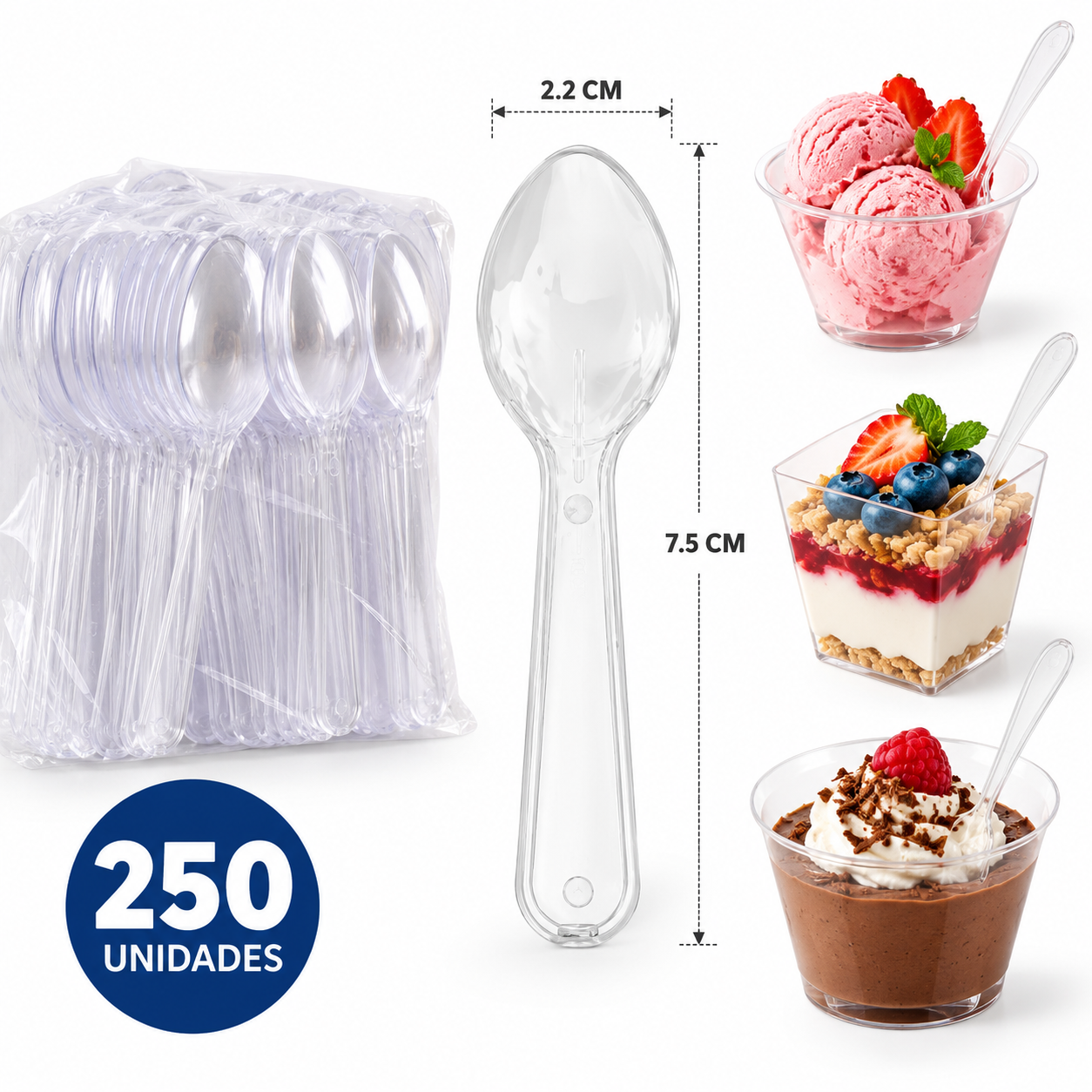 Cucharas Acrílicas Para Postres Y Helados (250 Unidades) 2