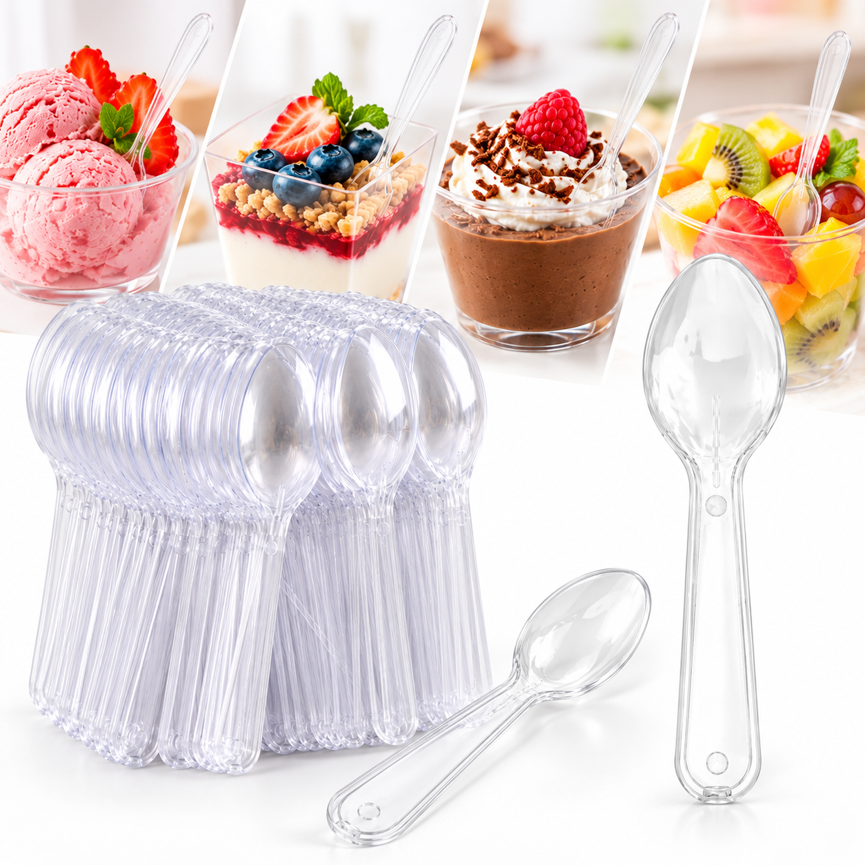 Cucharas Acrílicas Para Postres Y Helados (250 Unidades) 1