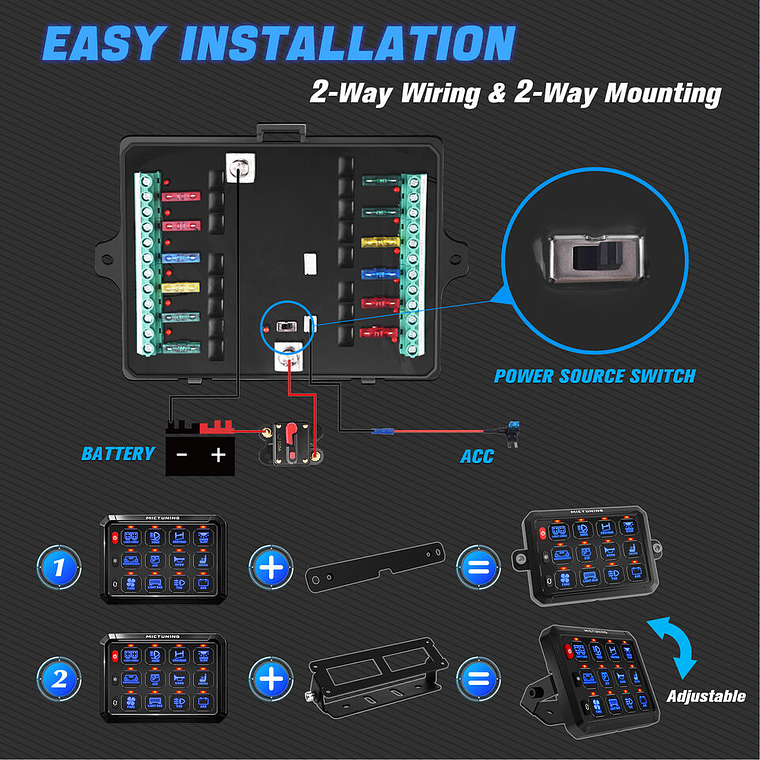 Kit panel de interruptor de 12 botones - Mictuning 5