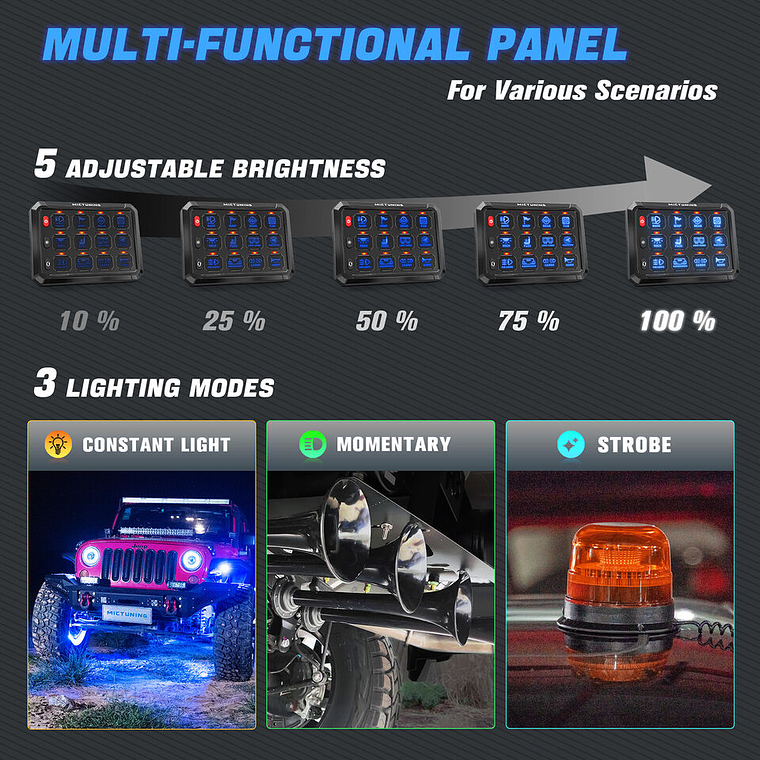 Kit panel de interruptor de 12 botones - Mictuning 6