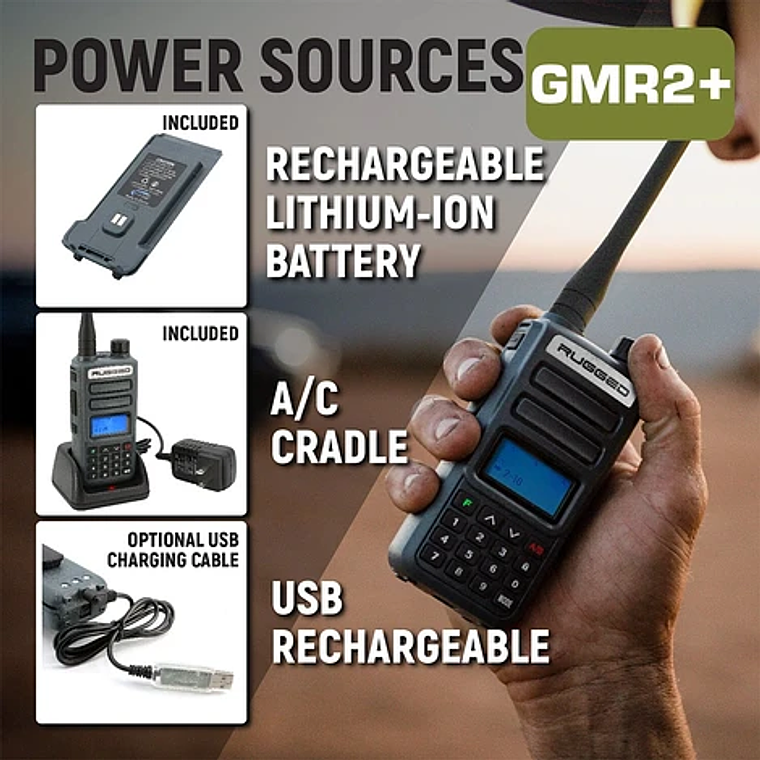 Radio Walkie Talkies GMRS2 Plus Gris 1 Unidad - Rugged 6