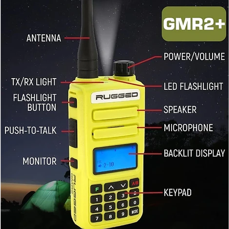 Radio Walkie Talkies GMRS2 Plus Amarillo 1 Unidad - Rugged 2