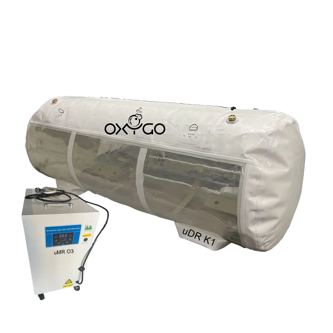 Cámara Hiperbárica Transparente uDR K1 para 1 Persona con Concentrador de Oxígeno 10L uMR O3 1