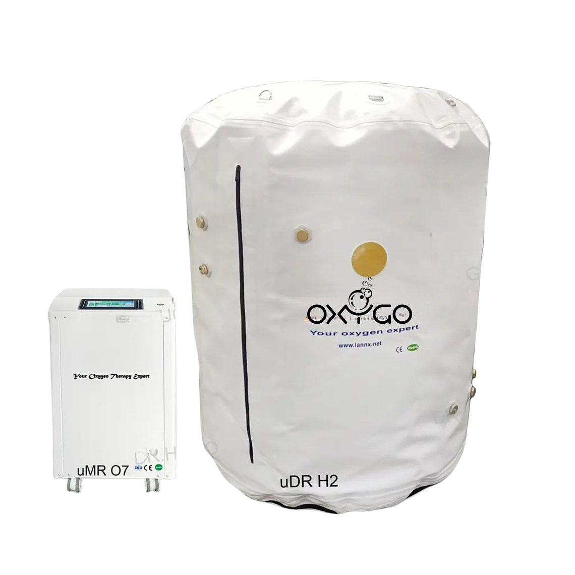 Cámara Hiperbárica uDR H2 – Cámara HBOT Tipo Sentado para Varias Personas con Concentrador 10L uMR O7+ 1