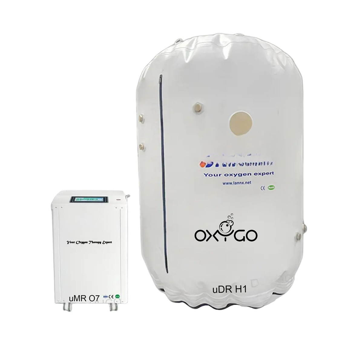 Cámara Hiperbárica Portátil uDR H1 Tipo Sentado para 2 Personas + Concentrador de Oxígeno uMR O7 1