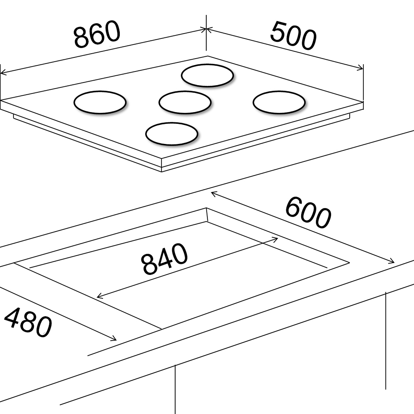 Encimera a Gas Natural 5 Quemadores Avantgarde GLG-90T 3