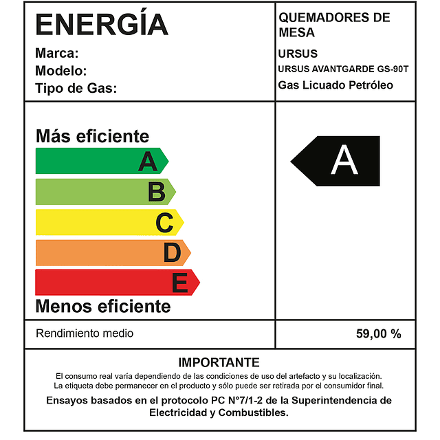 Encimera Ursus Avantgarde GS-90T / Gas Licuado