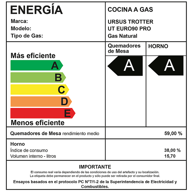 Cocina UT Euro90 PRO / Gas natural