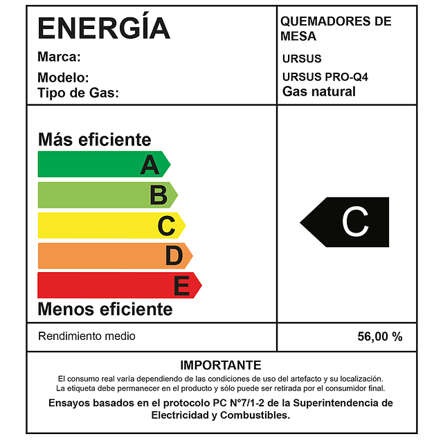 Cocina Ursus Pro Q4 / Gas Natural